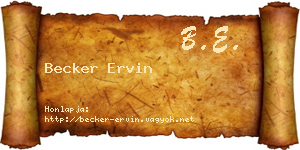 Becker Ervin névjegykártya